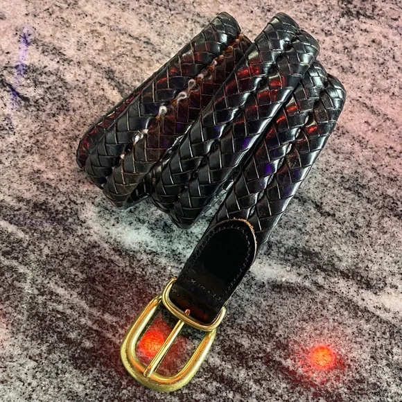 Coach Vintage Black Braided Leather Belt with Gold Buckle size 34 - Picture 1 of 5